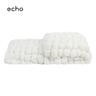 轻奢样板房搭毯床尾巾v白色兔毛球儿童房间床尾毯搭巾沙发盖 软装