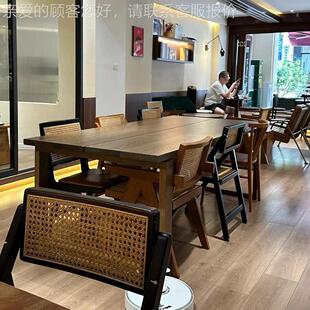 比恩莫餐木桌款原桌子实木工作台家用长同条书桌白蜡木餐桌椅7729
