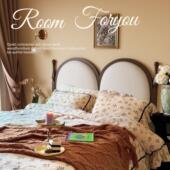 乡村民宿藤编主卧储物双人大床新款 美式 复古老巴黎黑色实木床法式