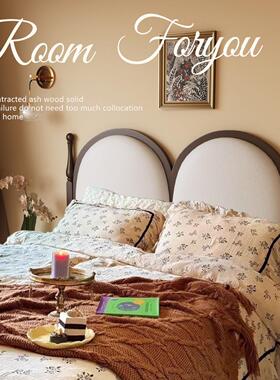 美式复古老巴黎黑色实木床法式乡村民宿藤编主卧储物双人大床新款