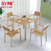 户外塑木桌椅组合室外花园休闲露天外摆椅套装 咖啡厅餐饮庭院桌椅