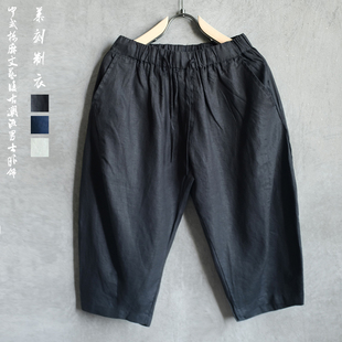 休闲五分裤 亚麻男士 薄短裤 青年潮流纯色沙滩裤 夏季 松紧中腰裤 新款