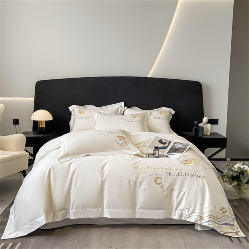 2023新款100支全棉长绒棉刺绣四件套南K通直发高支密床品套件u