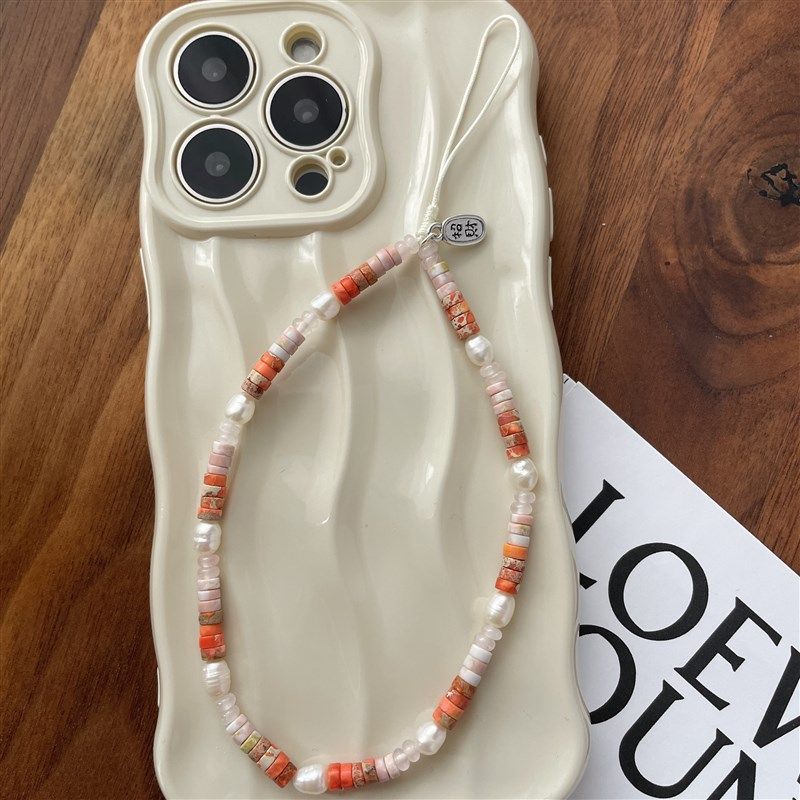 天然珍珠手机链手机挂绳相机挂链挂件链条手工天然石小众挂饰