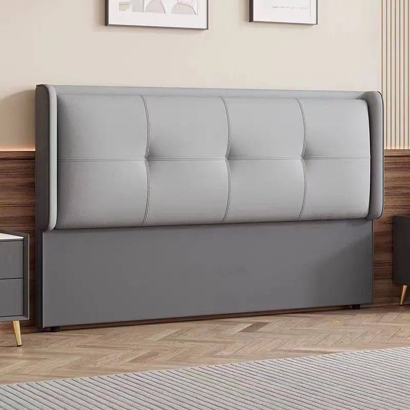 猫抓皮实木轻奢简约落地靠背床头