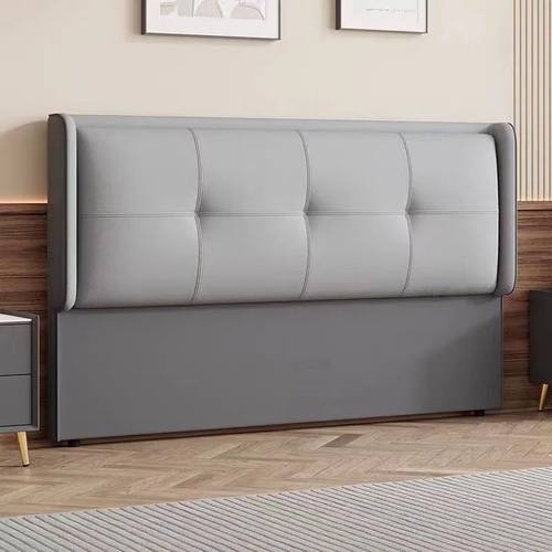 猫抓皮实木轻奢简约落地靠背床头