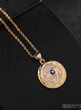 欧美小众设计锆石眼锁骨链