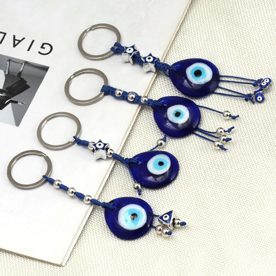 恶魔之眼大小眼睛玻璃饼钥匙扣