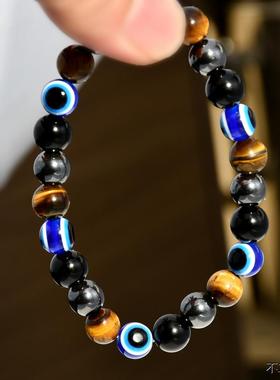 虎眼石串珠恶魔之眼手链