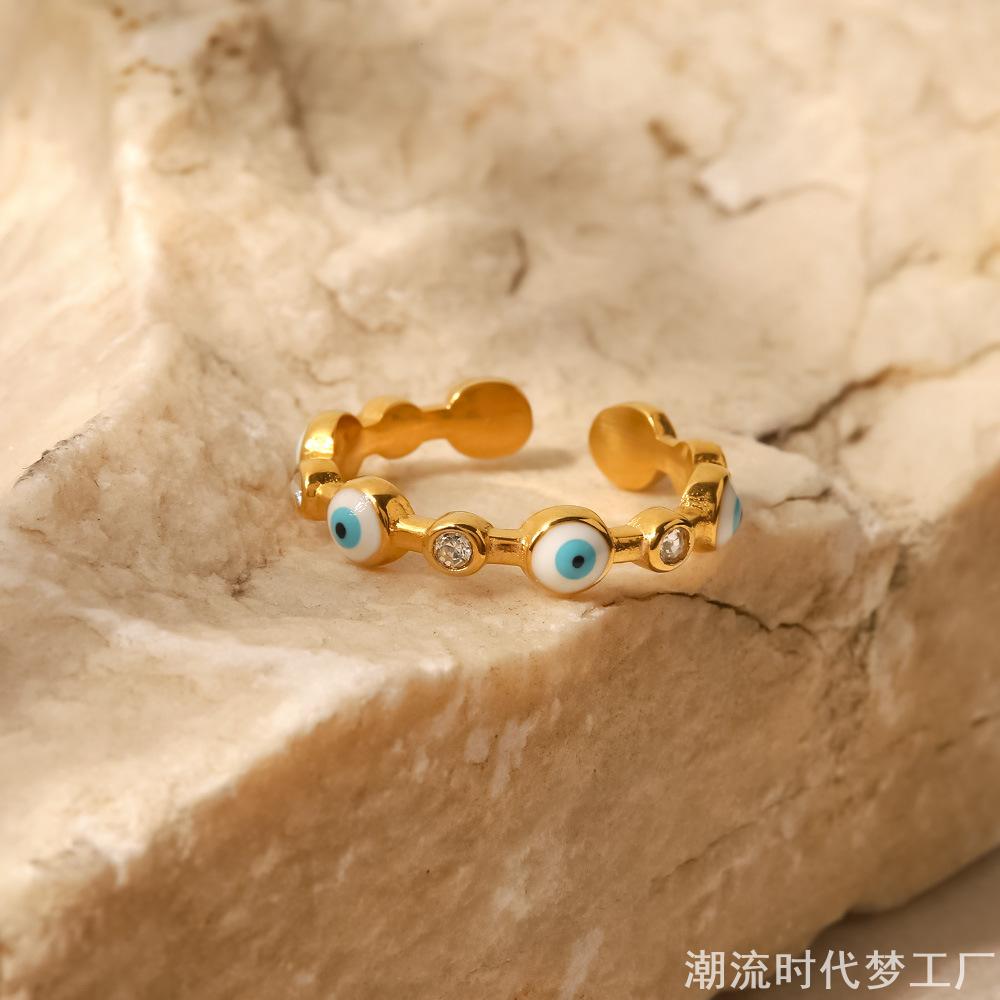 土耳其风恶魔之眼开口戒指不锈钢