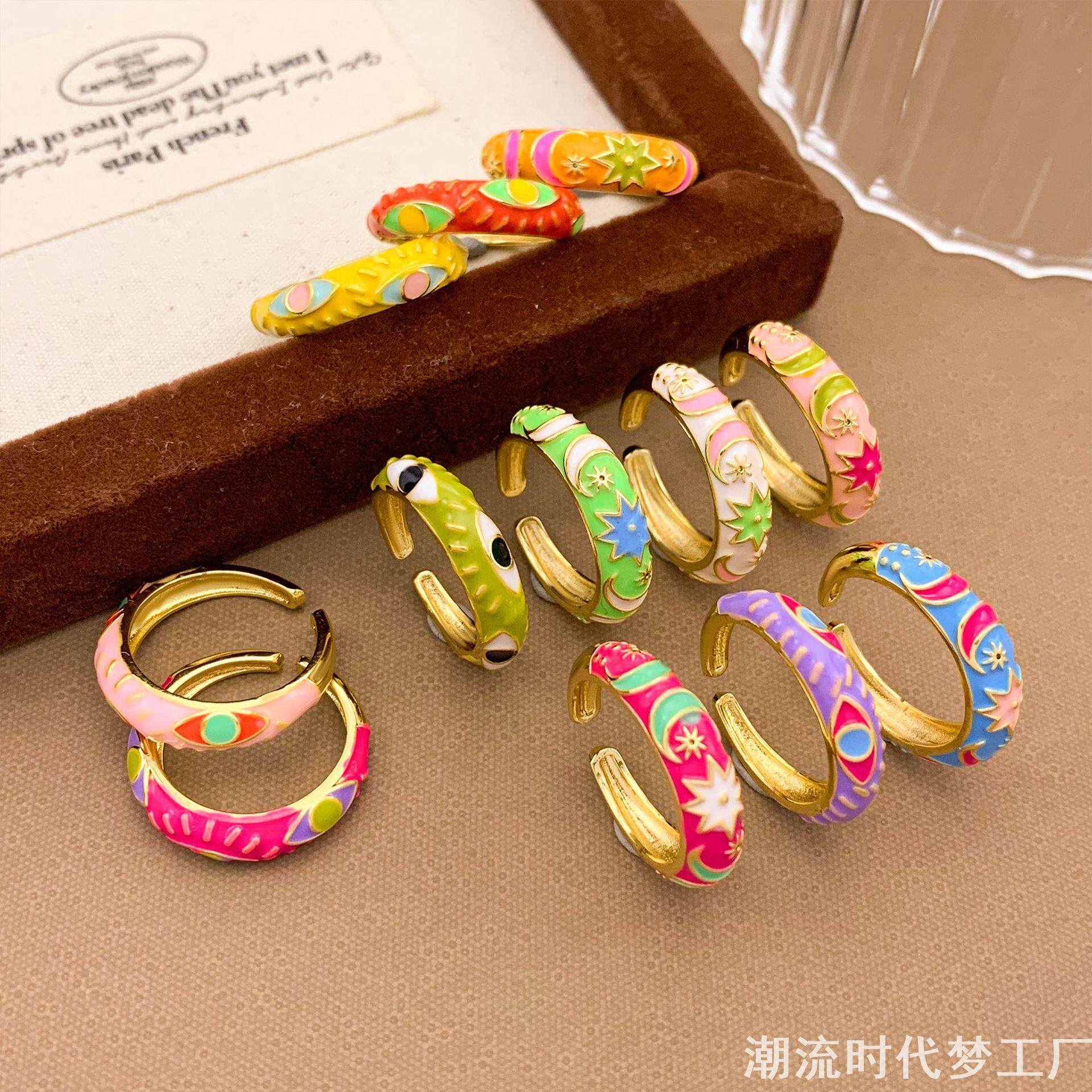 彩色滴油恶魔之眼戒指EvilEye