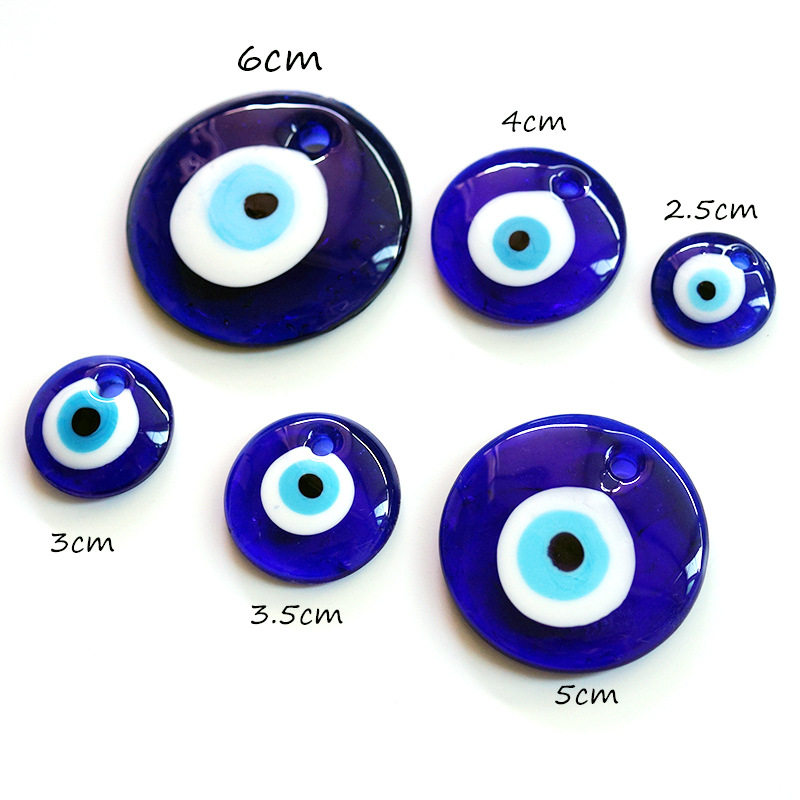 10个装 土耳其蓝眼睛吊坠配件 Evil Eye 恶魔之眼DIY玻璃挂件珠子