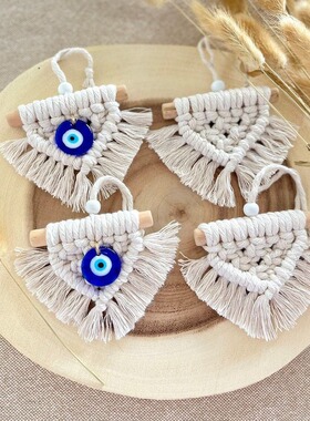 恶魔之眼挂饰Evil Eyes手工编织彩色棉线蓝眼睛挂件特色装饰