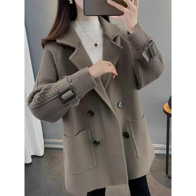 早春小香风毛呢女士春秋2025新款爆款宽松加厚中长款针织开衫外套