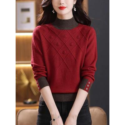 秋冬季半高领加厚短款毛衣女2025新款时尚洋气内搭针织打底衫上衣