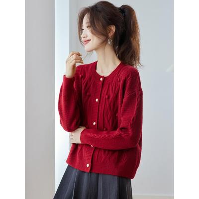 外套2025新款今年流行爆款春秋针织开衫女高级感洋气百搭圆领上衣