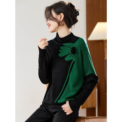 拼色毛衣女秋冬季2025新款半高领女装内搭时尚洋气百搭针织打底衫