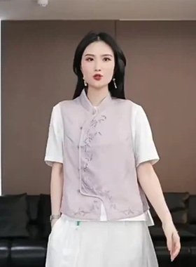 【星辞】徐淼淼春夏款“清雅竹影”重工刺绣桑蚕丝马甲MP2119