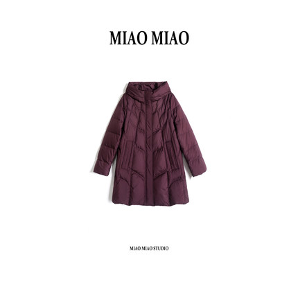 【暖素】徐淼淼冬季穿搭三星90鹅绒连帽百搭中长款鹅绒服XW1730