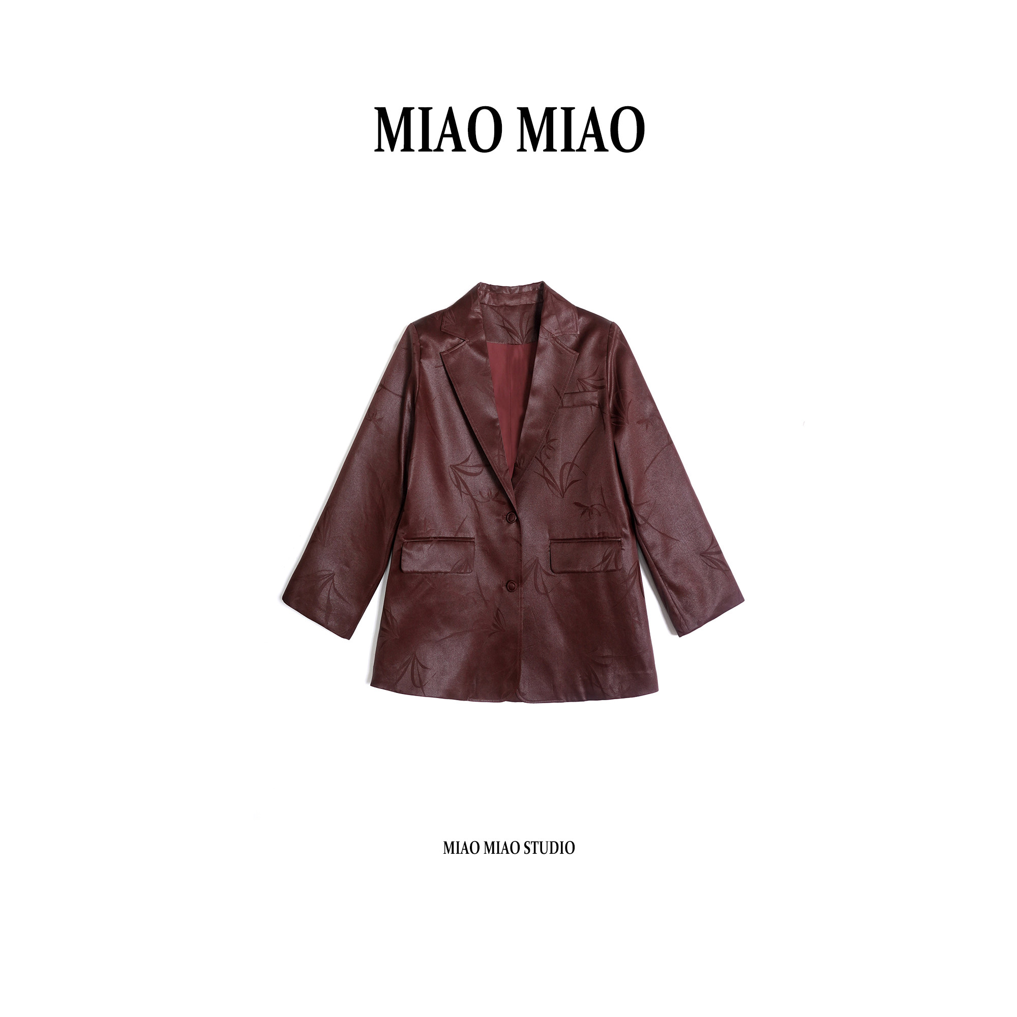 【竺晓】徐淼淼国风新款早春提花缎非遗红云纱新中式外套R1871