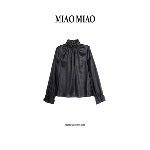 【暮淮】徐淼淼早春重缎皮子料非遗香云纱花苞领新中式上衣A1878