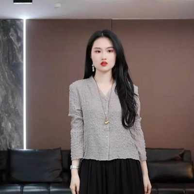 【玉笙】徐淼淼夏'空山鸟语'轻奢时尚新中式桑弹绉真丝上衣ZU2362