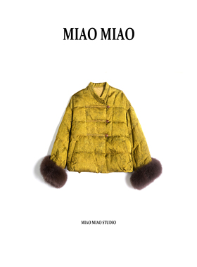 【沧弦】徐淼淼冬季穿搭三星90白鹅绒狐狸毛国风鹅绒服CM1754