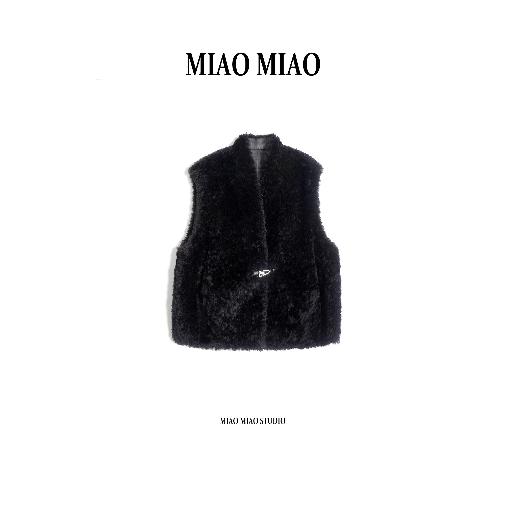 【语逸菲】徐淼淼冬季穿搭法国进口乐芙兰拉空时尚马夹皮草VC1536