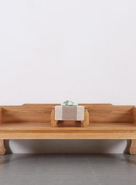 老榆木新中式罗汉床免漆烫蜡禅意香蕉腿美人榻单人双人沙发