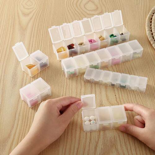 Japanese-style travel portable pill box with seven compartme