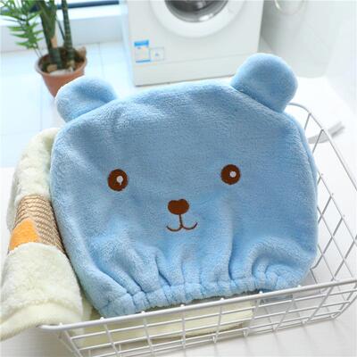 Cartoon Bear Quick-Dry Hair Cap, Ultrafine Fiber Water-Absor