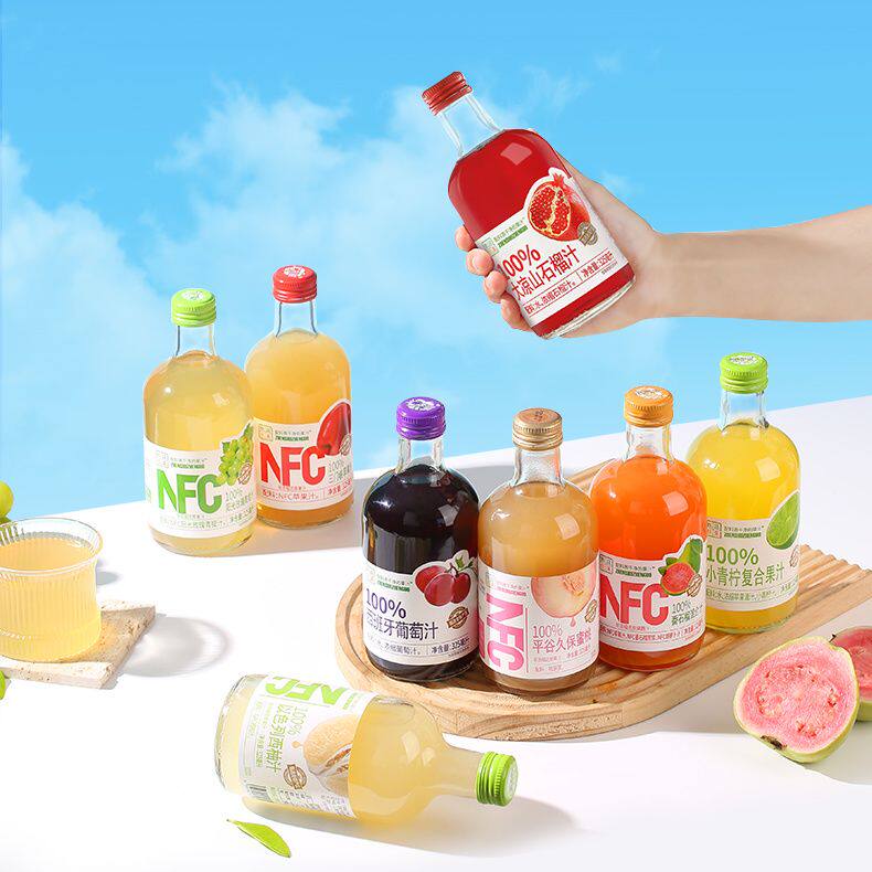 礼盒nfc100%纯果汁饮料苹果芭乐葡萄青柠番石榴汁玻璃瓶送礼合适