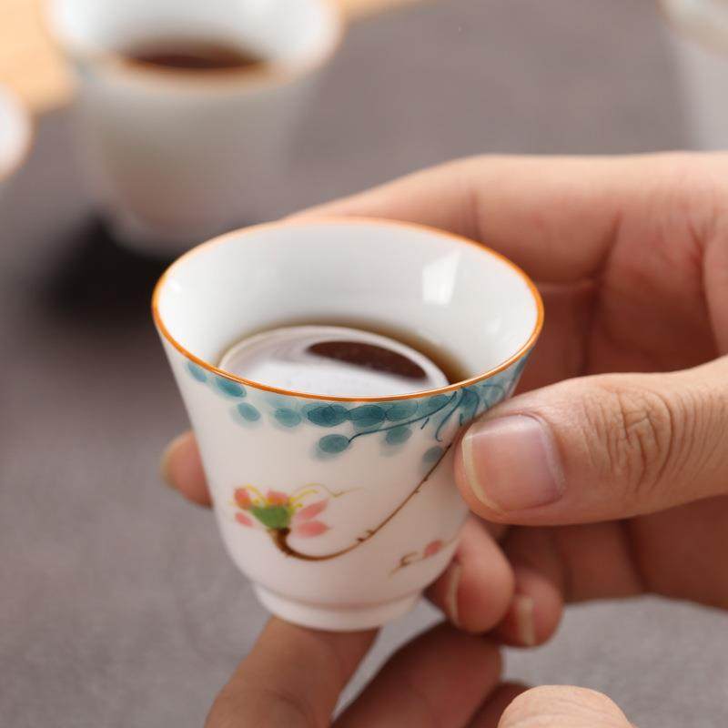 爆款手绘功夫茶具陶瓷茶杯茶碗粉彩主人单杯个人手工品茗闻香杯,餐饮具,盖碗,淘宝优惠券,粉丝福利购,淘宝优惠卷