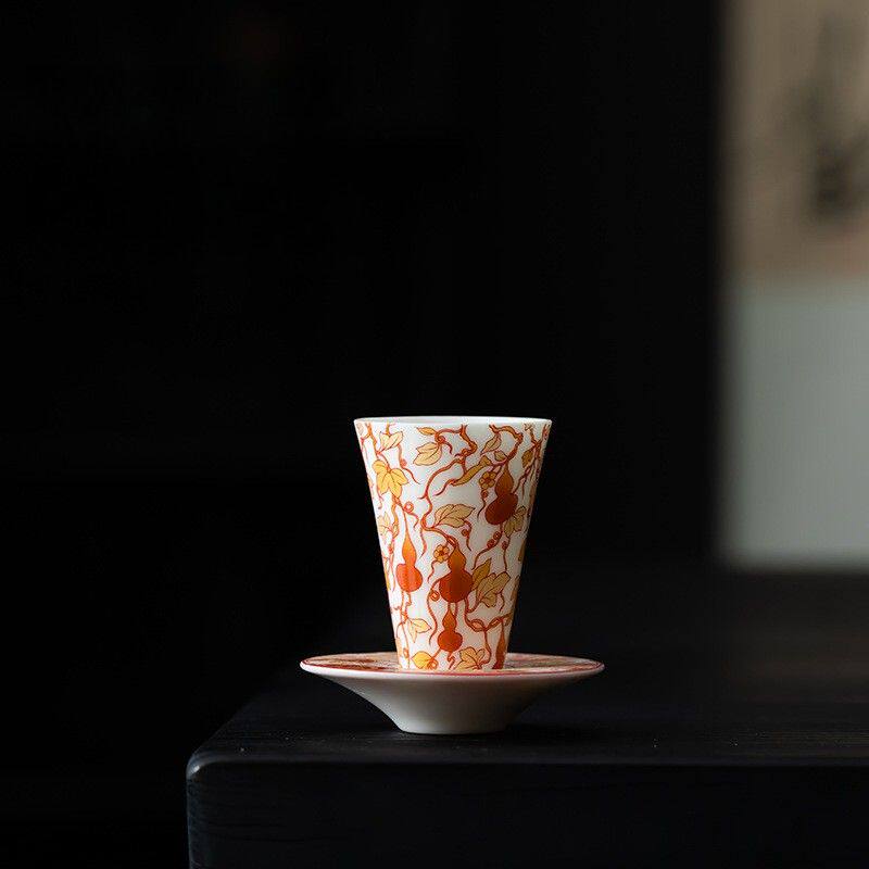 创意葫芦闻香杯家用陶瓷茶杯品茗杯功夫茶具斗笠杯闻香品杯套装