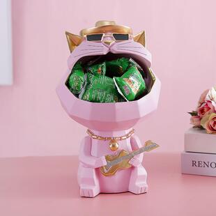 爆款轻奢创意家居装饰品客厅茶几入门玄关鞋柜钥匙果盘猫收纳摆件