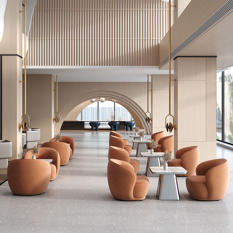 轻奢洽谈桌椅组合休息区单人沙发桌椅美容院售楼处商务接待沙发