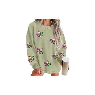 women clothes女款的休闲运动衫长袖圆领套头衫时尚连帽衫服装