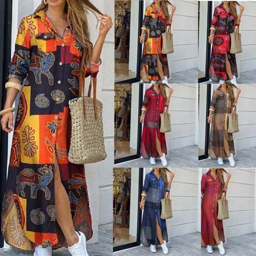 dress women dresses long maxi plus size shirt autumn clothes