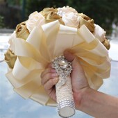 成品多色可定现货跨境缎带水钻手捧花饰品点缀新娘婚礼手捧花W411