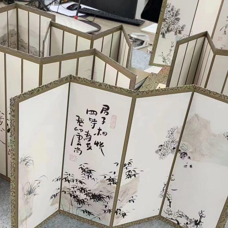 宣纸折页屏风屏风桌面遮挡古风小屏风小屏风书法桌上册页屏风摆件