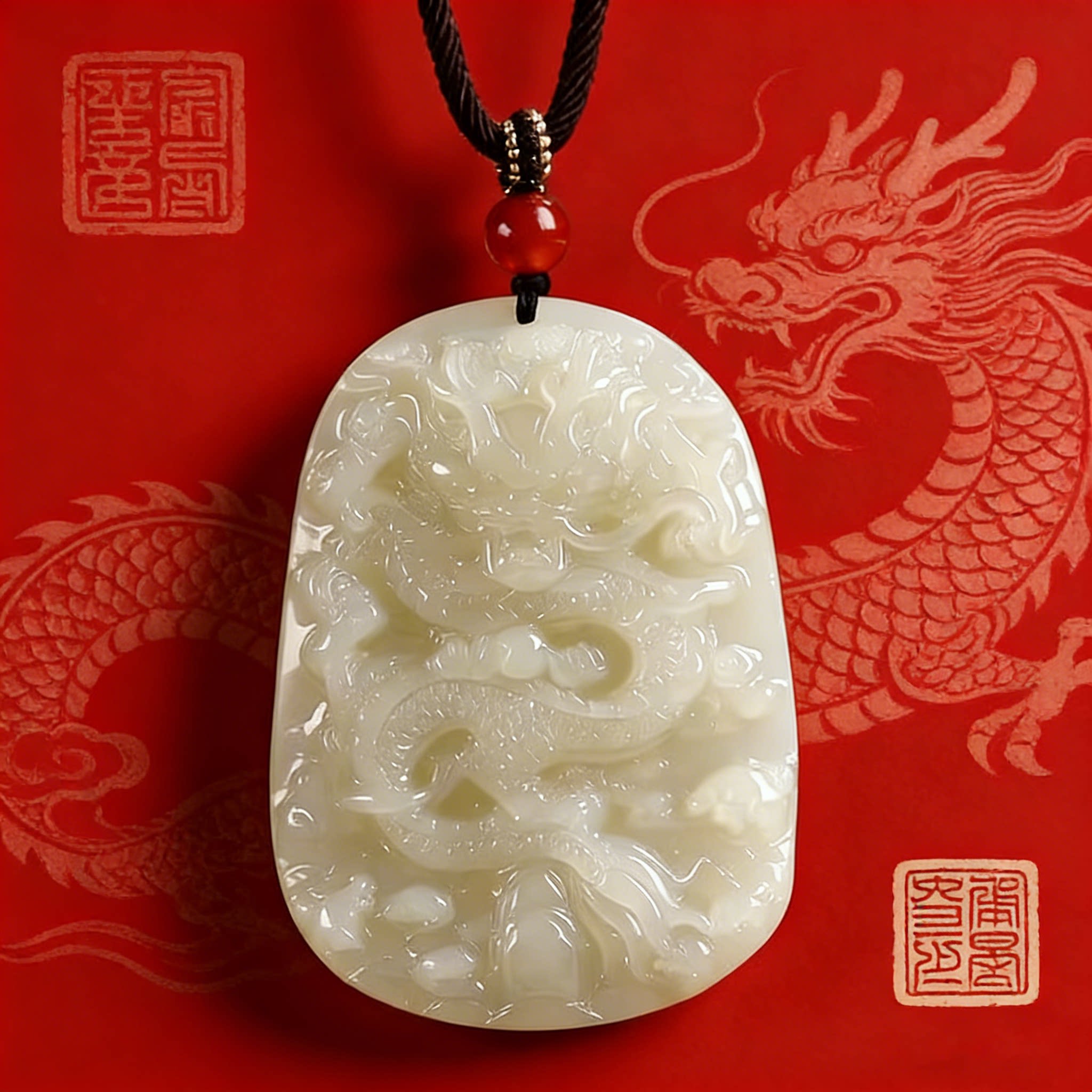 天然正品和田玉祥龙吊坠本命年白玉龙牌挂件玉石玉坠玉佩项链礼物