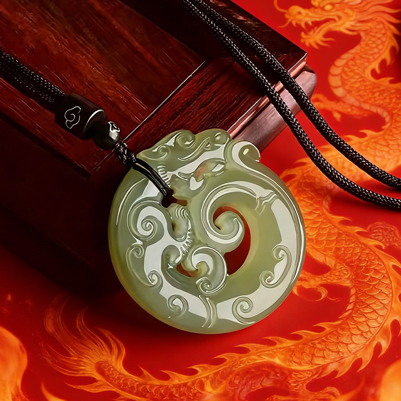 天然和田玉鱼化龙吊坠男女款本命年青玉龙牌挂件玉石玉坠玉佩礼物