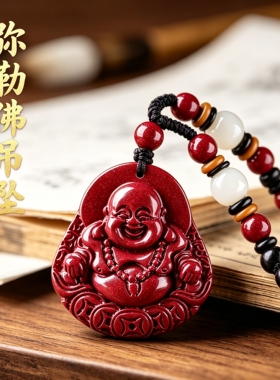 正品天然朱砂弥勒佛吊坠女本命年高含量紫金砂佛公护身符挂件项链