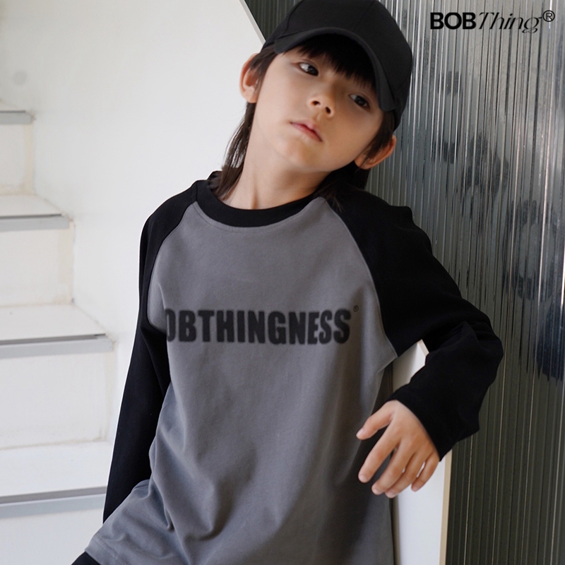 儿童字母插肩长袖t恤春秋款男A童百搭圆领打底衫韩版童装棉体恤潮