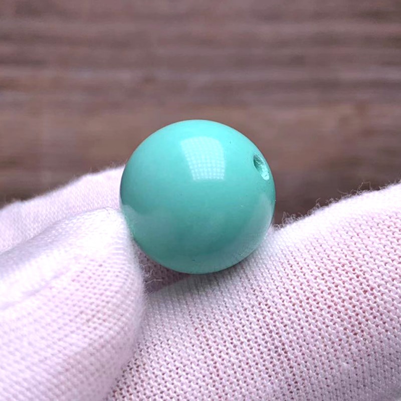 高瓷绿松石散珠大圆珠手串配珠单颗天然湖北松石多宝珠diy串珠子