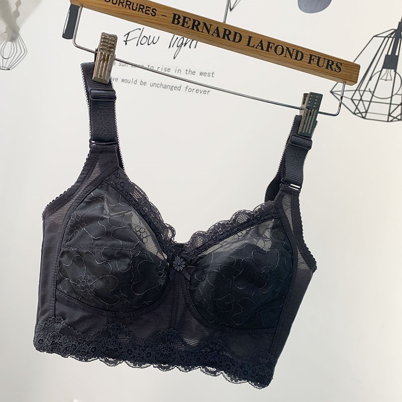 内衣女大胸显小调整o型大码聚拢文胸罩超薄款无钢圈收副乳防下垂