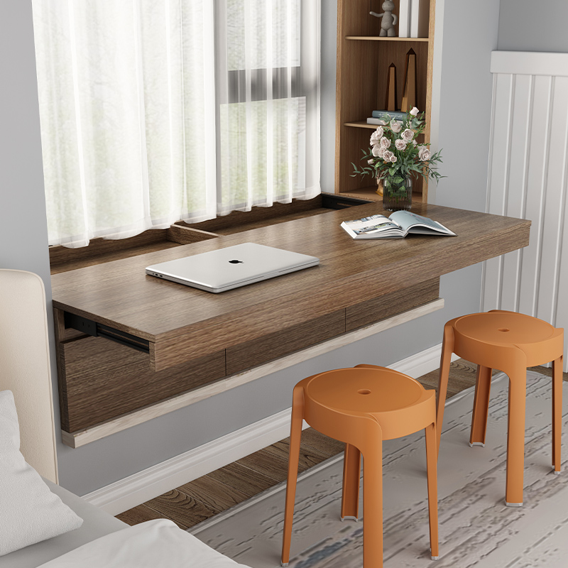 W8飘窗储物柜改造收纳柜抽屉矮柜抽拉式台面窗台柜伸缩书桌书柜一