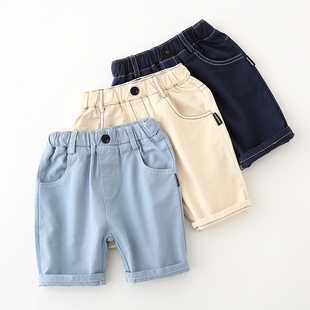 儿童夏季短裤韩版童装男童五分裤宝宝休闲中裤中童纯色裤子沙滩裤