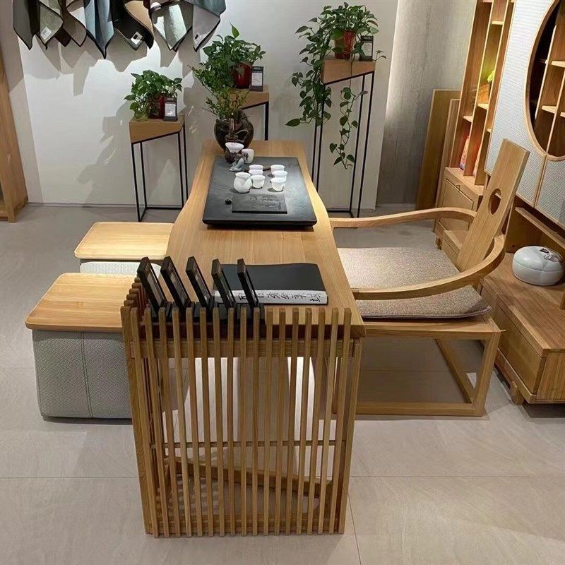 新中式实木大阪茶桌白蜡木泡茶桌家用客厅会客喝茶桌现代简约家具