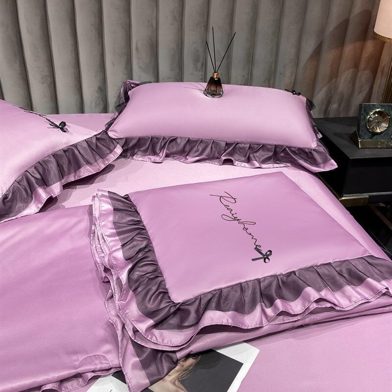 凉感夏季冰丝夏凉被四件套丝滑裸睡双人夏被薄款单人空调被芯被套